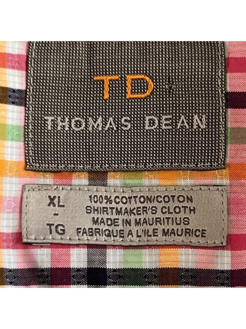 Thomas Dean Shirt Mens XL Multicolor Plaid Cotton Long Sleeve Button Up Preppy - Picture 4 of 8